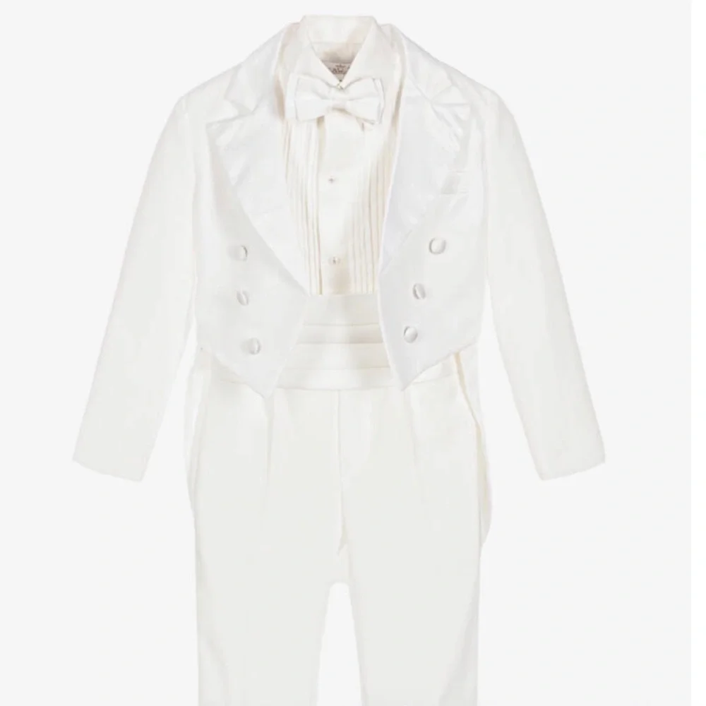 Beau Elegant White Baby boy white tuxedo like new
